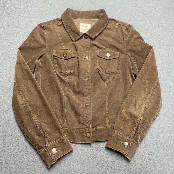 Old Navy Jackets & Blazers - Old Navy Jacket Womens Medium Brown Corduroy Button Front Trucker Casual